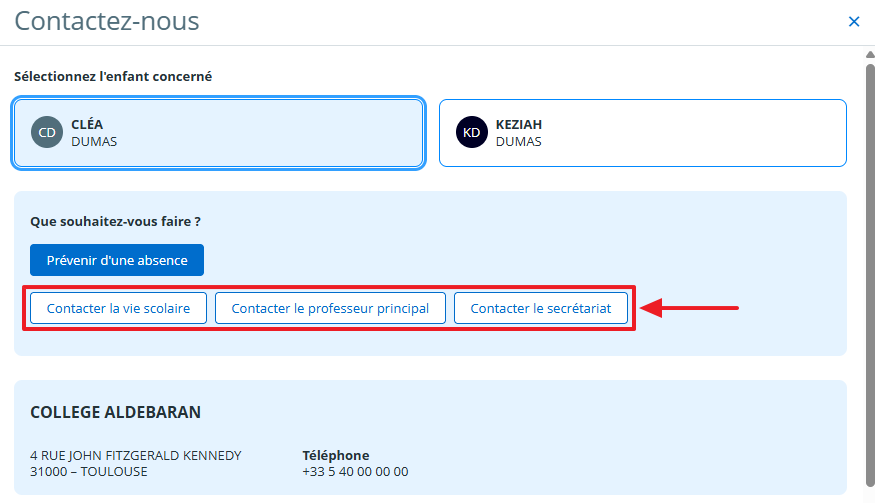 Contactez-nous - contacter l'établissement