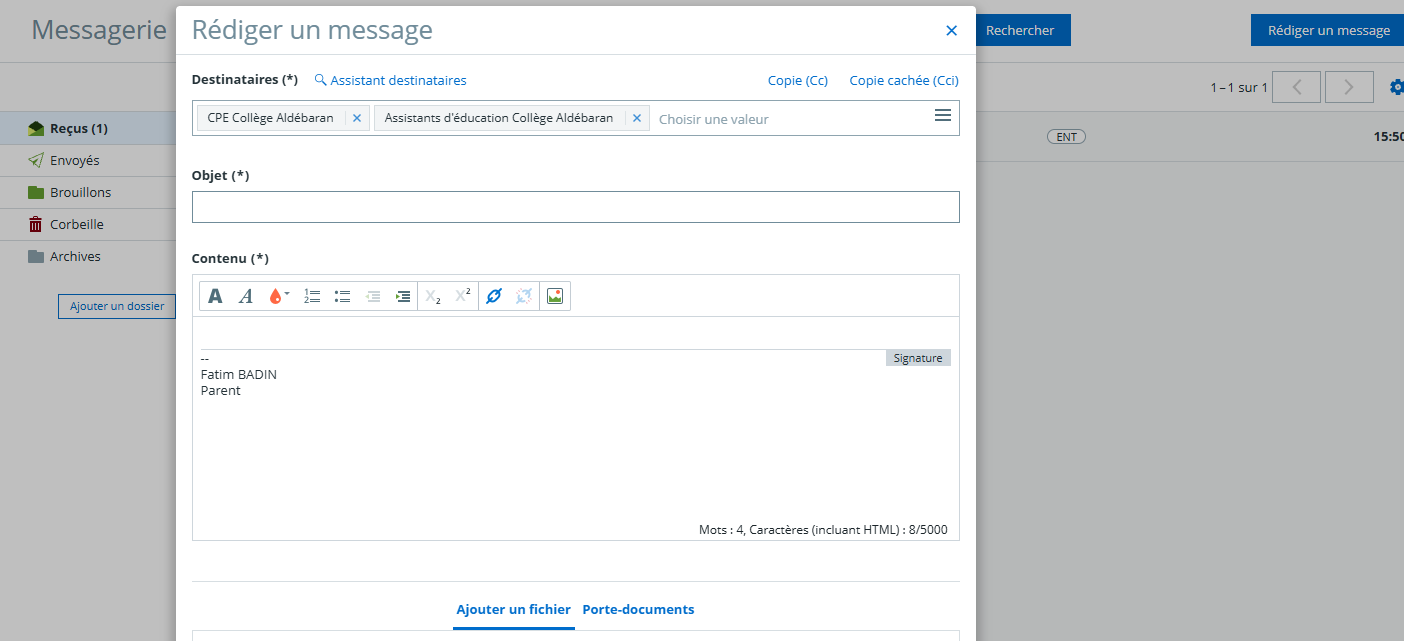 Rédiger un message