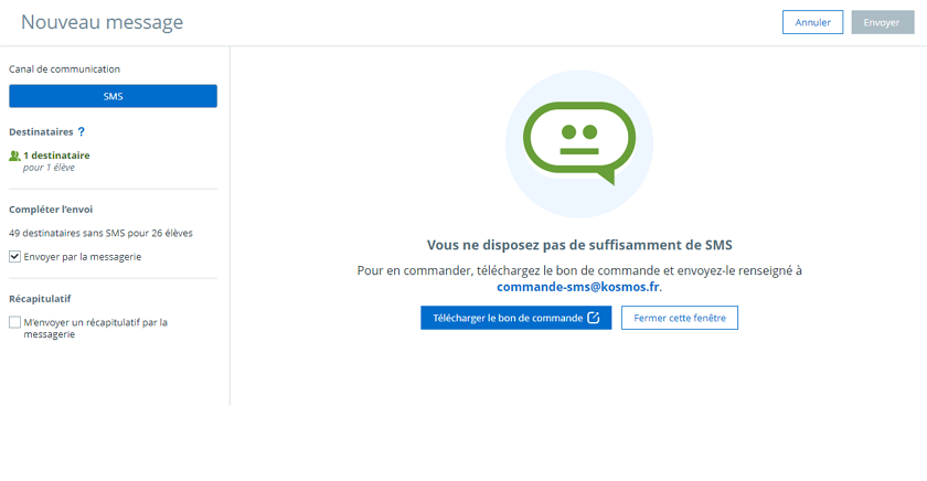 Vous ne disposez pas de suffisamment de SMS